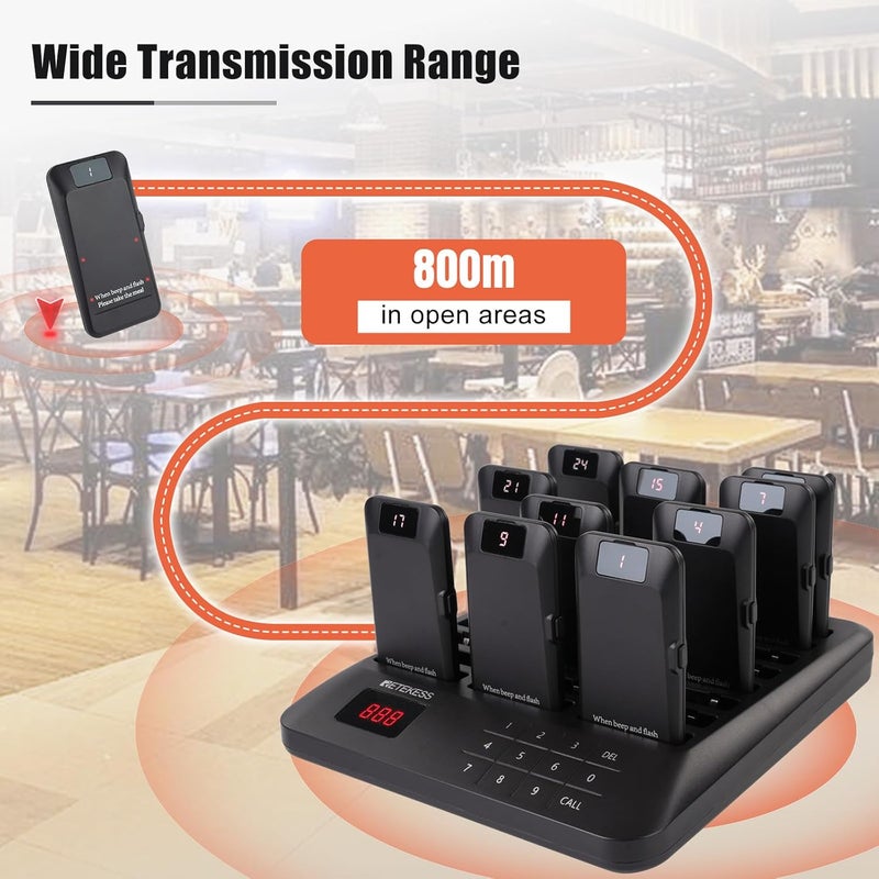 Retekess TD157P (TD157 2nd) Restaurant Pager System, Queue Waiting Buzzers, 800M/2624ft Long Range, Out of Range Alert, 24 Beepers for Food Court - Image 3
